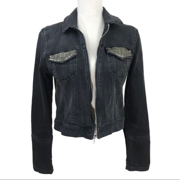 Levi's Sequin Cropped Trucker Denim Jacket M - Picture 2 of 7